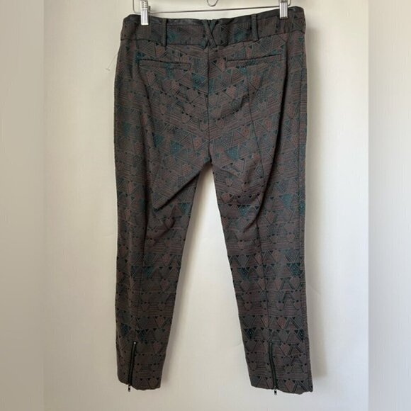 Anthropologie Cartonnier - Women's Jacquard Charlie Ankle Pants - Brown/Green. 8 - Picture 2 of 7